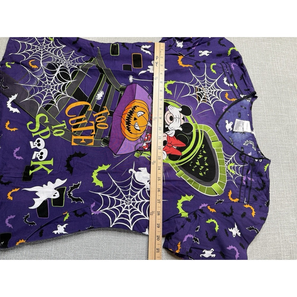 Disney Mickey Mouse Halloween Purple SIZE LARGE Nurse Scrub Top Uniform - Picture 5 of 6